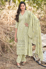 Load image into Gallery viewer, Sea Green Pure Cotton Khadi Block Print Designer Long Straight Cut Salwar Suit
