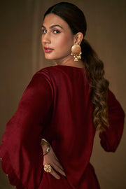 Pure Bemberg Slub Digital Print Readymade Top With Bottom