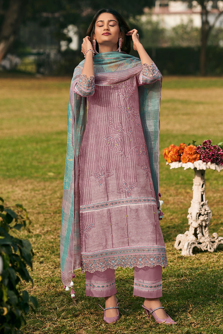 Pure Banaras Chanderi Handwork Straight Cut Salwar Kameez