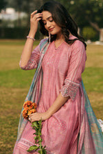 Load image into Gallery viewer, Pure Banaras Chanderi Handwork Straight Cut Salwar Kameez In Pink Color
