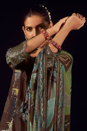 Trendy Brown Color Digital Printed Muslin Jacquard silk Salwar Suit