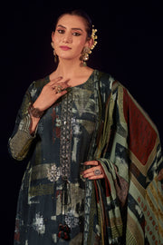 Black Color Designer Digital Printed Muslin Jacquard silk Salwar Suit