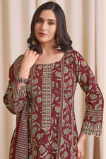 Load image into Gallery viewer, Red Pure Premium Corduroy Salwar Suit With Digital Print Work

