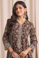 Load image into Gallery viewer, Digital Print Work On Brown Pure Premium Corduroy Salwar Suit
