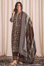 Load image into Gallery viewer, Digital Print Work On Brown Pure Premium Corduroy Salwar Suit
