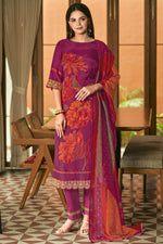 Load image into Gallery viewer, Magenta Color Pure Bemberg Silk Digital Print Daily Wear Salwar Suit
