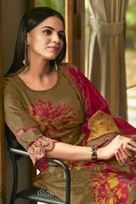 Load image into Gallery viewer, Brown Color Pure Bemberg Silk Digital Print Daily Wear Salwar Kameez