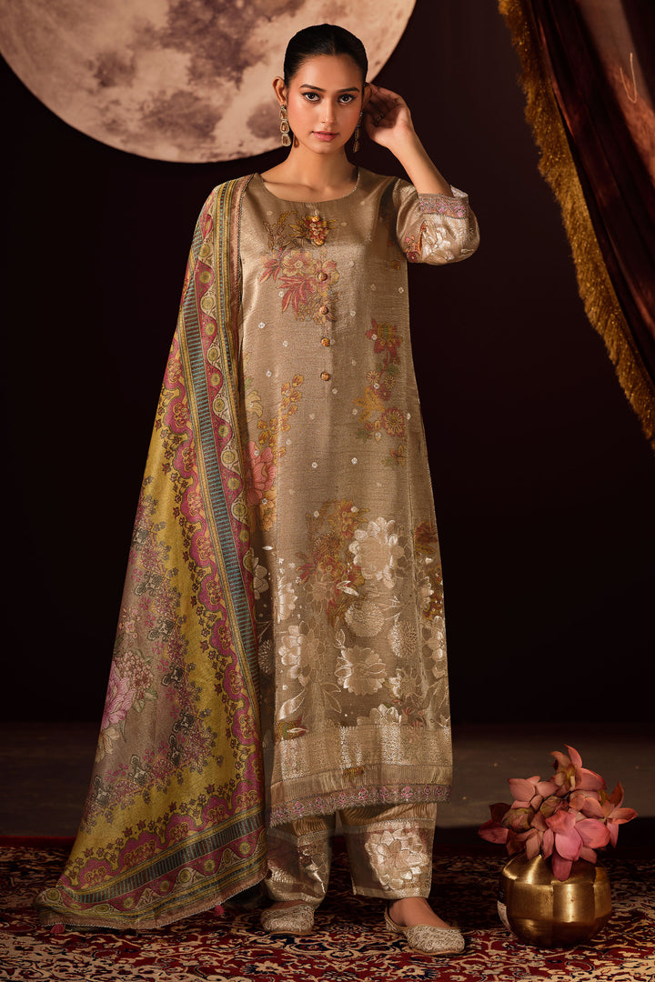 Pure Tissue Fancy Jacquard Digital Print Salwar Suit