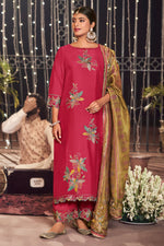 Load image into Gallery viewer, Pure Otta Silk Dyed With Fancy Placement Embroidery Work Salwar Suit In Pink Color
