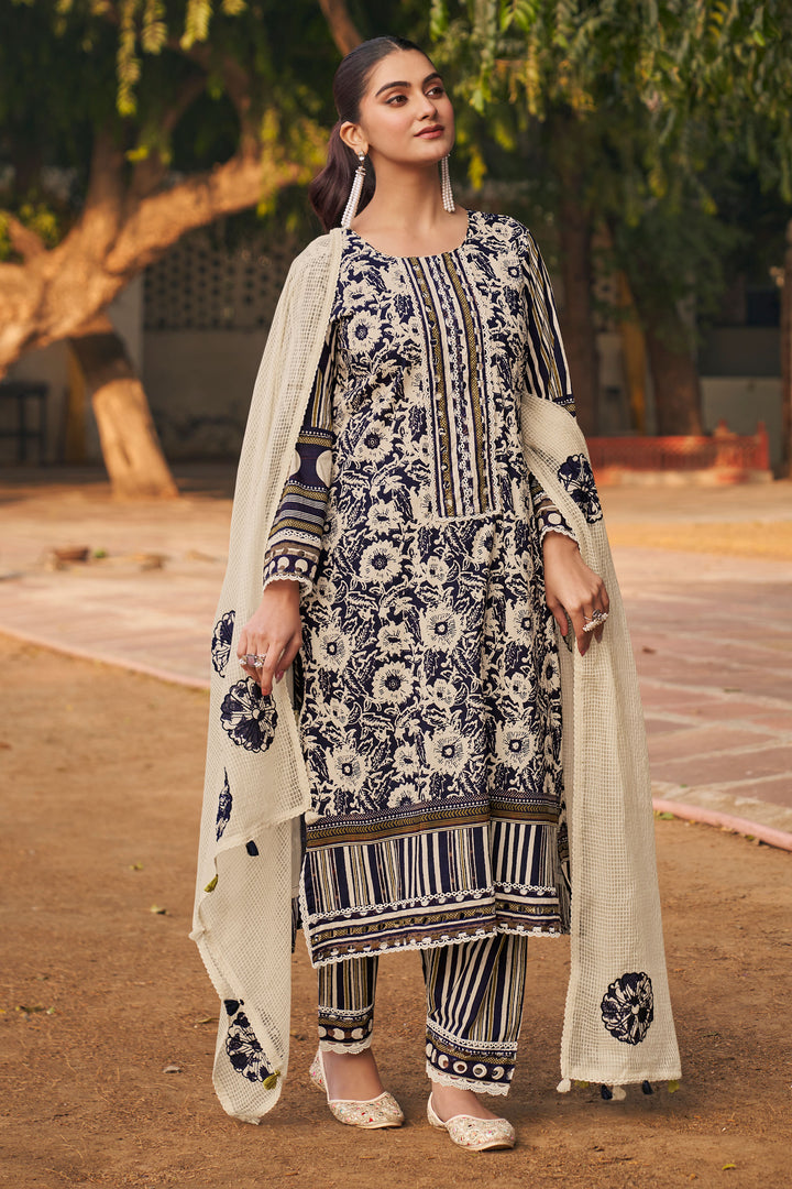 Comfortable Daily Wear Cotton Block Print Salwar Kameez