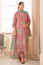 Load image into Gallery viewer, Pink Pure Mal Jacquard Brush Paint With Embroidered Designer Dress
