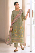 Load image into Gallery viewer, Pure Mal Jacquard Embroidered Designer Salwar Kameez In Beige Color
