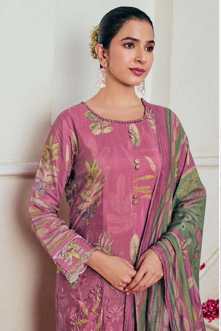 Captivating Digital Print Pink Salwar Kameez