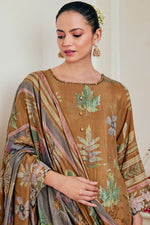 Load image into Gallery viewer, Gratifying Pure Muslin Silk Brown Stylish Suit
