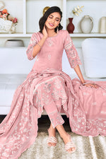 Load image into Gallery viewer, Pink Color Pure Cotton Embroidery Khadi Block Print Designer Salwar Kameez
