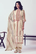 Load image into Gallery viewer, Beige Top Dyed Lining South Cotton Block Print Casual Salwar Kameez
