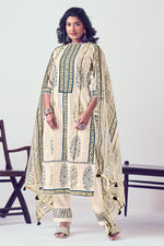 Load image into Gallery viewer, Beige Top Dyed Lining South Cotton Block Print Casual Salwar Suit
