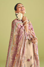 Load image into Gallery viewer, Beige Pure Tissue Jacquard With Fancy Embroidery Designer Long Salwar Kameez
