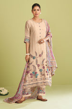 Load image into Gallery viewer, Beige Pure Tissue Jacquard With Fancy Embroidery Designer Long Salwar Kameez
