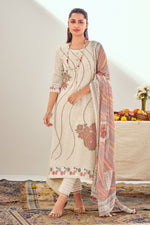 Load image into Gallery viewer, Beige Pure Linen Jacquard Fancy Embroidered Straight Cut Suit

