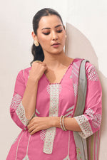 Load image into Gallery viewer, Pink Pure Cotton Block Print Daily Wear Straight Cut Salwar Suit
