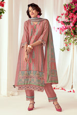 Load image into Gallery viewer, Pure Muslin Silk Checks Digital Print Straight Cut Suit In Pink Color
