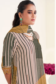 Brown Pure Moga Silk Digital Print Casual Salwar Suit