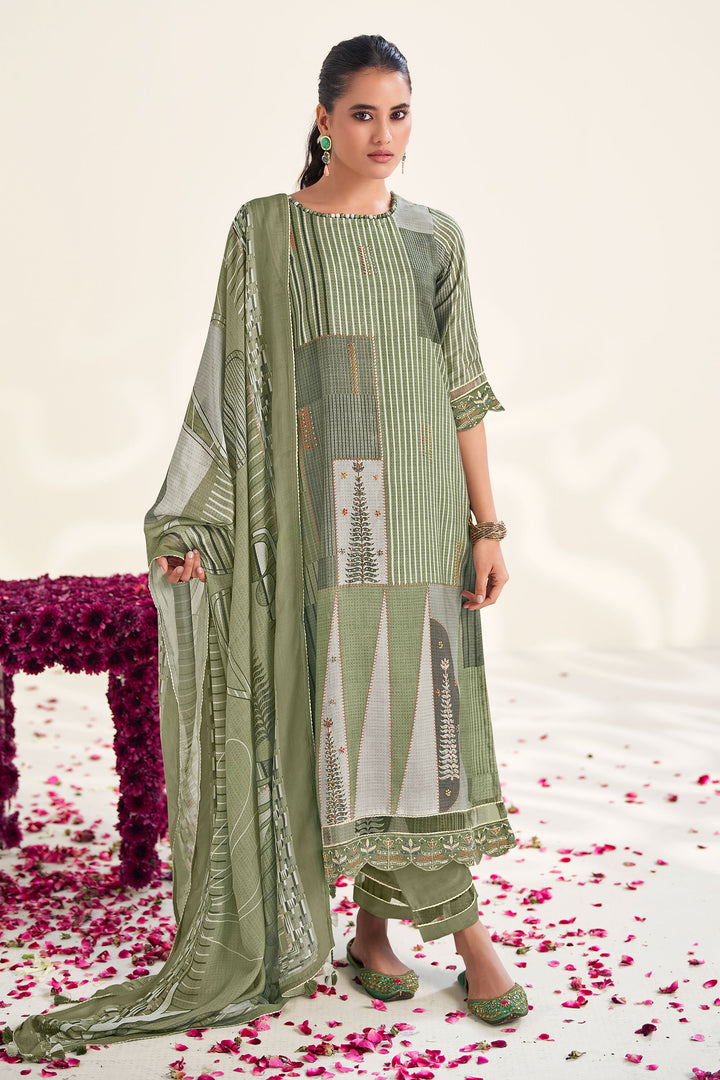 Pure Moga Silk Sea Green Digital Print Casual Salwar Suit