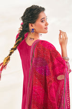 Load image into Gallery viewer, Rani Pure Bemberg Slub Silk Embroidered Designer Straight Cut Long Suit
