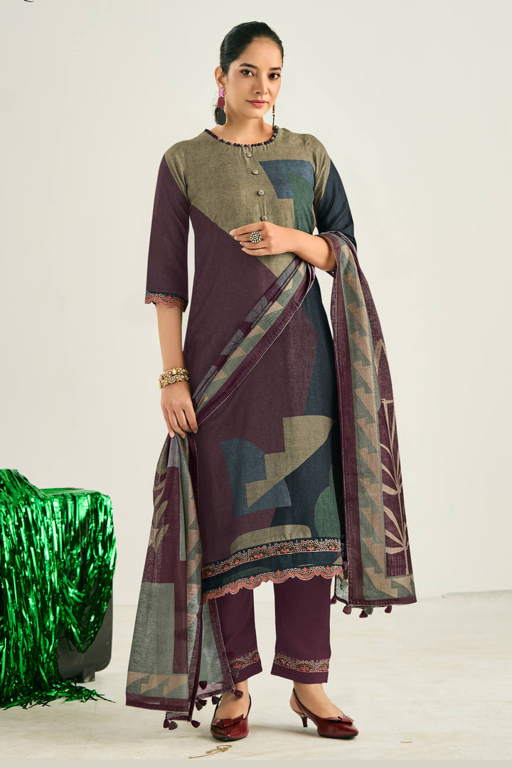 Women'S Premium Linen Embroidered Daily Wear Salwar Kameez