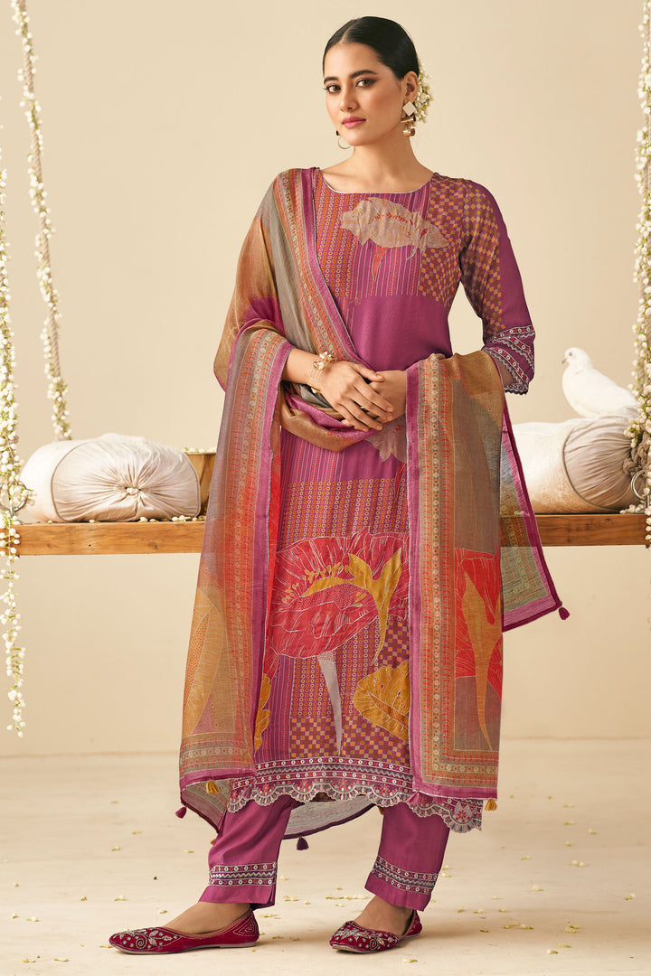 Pink Pure Bemberg Georgette Digital Print Casual Salwar Suit