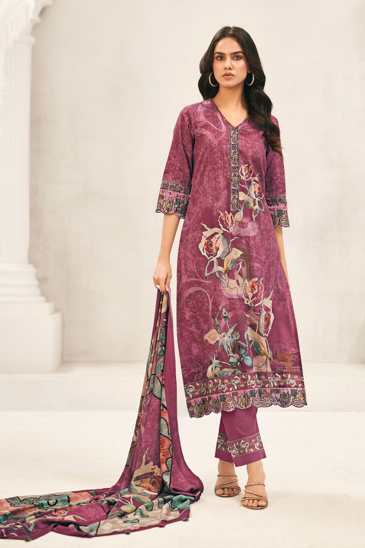 Pink Corduroy Digital Print Daily Wear Salwar Suit
