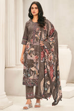 Load image into Gallery viewer, Corduroy Brown Digital Print Daily Wear Suit
