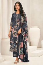 Load image into Gallery viewer, Corduroy Digital Print Daily Wear Dress In Navy Blue Color
