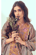 Load image into Gallery viewer, Mustard Pure Linen Digital Print With Hand Work Casual Long Dress
