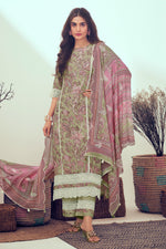 Load image into Gallery viewer, Pure Linen Digital Print With Hand Work Casual Long Salwar Kameez In Sea Green Color
