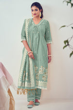 Load image into Gallery viewer, Sea Green South Cotton Top Dyed Jacquard Print Salwar Suit
