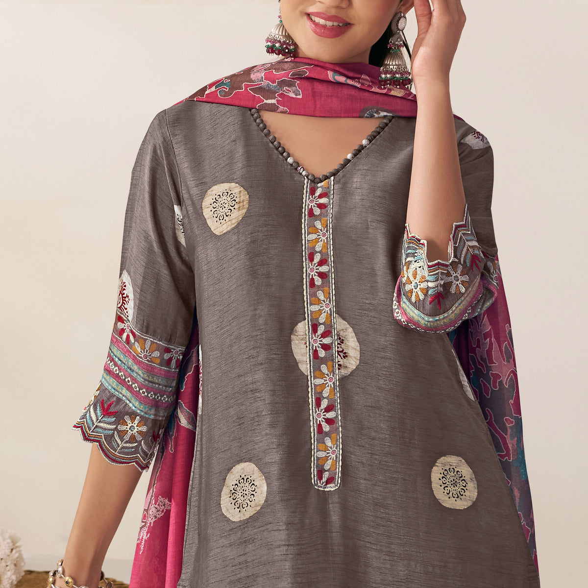 Premium Bemberg Silk Slub Hnad Block Print Salwar Kameez – Jay Vijay ...