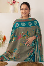 Load image into Gallery viewer, Teal Premium Bemberg Silk Slub Hnad Block Print Suit