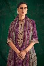 Load image into Gallery viewer, Purple Pure Bemberg Silk Bandhni Printed Salwar Suit