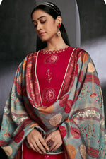 Load image into Gallery viewer, Marvelous Pure Muga Silk Red Batik Printed Salwar Suit