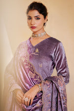 Load image into Gallery viewer, Embroidered Purple Color Designer Salwar Suit In Pure Viscose Velvet Fabric
