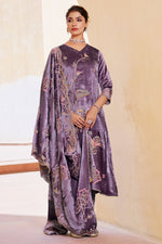 Load image into Gallery viewer, Embroidered Purple Color Designer Salwar Suit In Pure Viscose Velvet Fabric