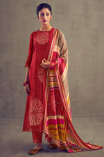 Load image into Gallery viewer, Red Color Pure Muslin Silk Digital Print Casual Long Straight Cut Salwar Kameez