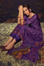 Load image into Gallery viewer, Pure Bemberg Silk Digital Print Purple Color Salwar Kameez