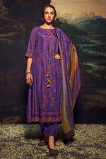 Load image into Gallery viewer, Pure Bemberg Silk Digital Print Purple Color Salwar Kameez