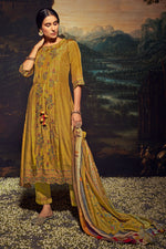 Load image into Gallery viewer, Pure Bemberg Silk Digital Print Salwar Kameez In Mustard Color