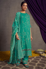 Load image into Gallery viewer, Sea Green Color Pure Organza Khadi Print Casual Long Suit With Hand Work