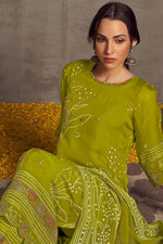 Load image into Gallery viewer, Green Color Pure Organza Khadi Print Casual Long Salwar Kameez With Hand Work