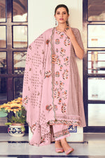 Load image into Gallery viewer, Pink Pure Cotton Fabric Enchanting Threads Designer Straight Cut Salwar Suit
